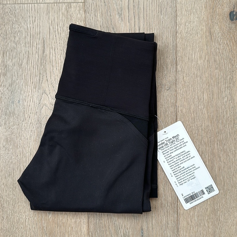 NWT wunder train mesh panel high rise 25" black size 2 lululemon